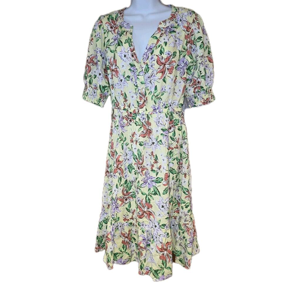 Harlow & Rose Yellow‎ Floral Peasent Dress Sm S